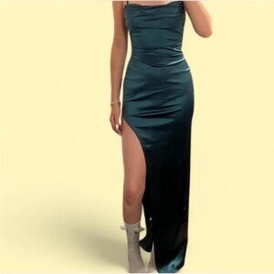 WINDSOR GREEN SATIN DRESS